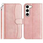 For Samsung Galaxy S23+ 5G Dual-Folded S-shape Leather Phone Case(Rose Gold)
