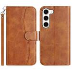 For Samsung Galaxy S23+ 5G Dual-Folded S-shape Leather Phone Case(Brown)