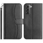 For Samsung Galaxy S21 FE 5G Dual-Folded S-shape Leather Phone Case(Black)