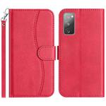 For Samsung Galaxy S20 FE Dual-Folded S-shape Leather Phone Case(Rose Red)