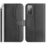 For Samsung Galaxy S20 FE Dual-Folded S-shape Leather Phone Case(Black)