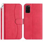For Samsung Galaxy S20+ Dual-Folded S-shape Leather Phone Case(Rose Red)