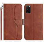 For Samsung Galaxy S20+ Dual-Folded S-shape Leather Phone Case(Coffee)