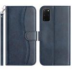 For Samsung Galaxy S20+ Dual-Folded S-shape Leather Phone Case(Navy Blue)
