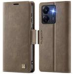 For Xiaomi Poco C65 4G AutSpace A11 Side Buckle MagSafe Magnetic RFID Phone Leather Case(Coffee)