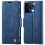 For Xiaomi Poco X6 5G AutSpace A11 Side Buckle MagSafe Magnetic RFID Phone Leather Case(Blue)