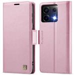 For Xiaomi Poco X6 5G AutSpace A11 Side Buckle MagSafe Magnetic RFID Phone Leather Case(Rose Gold)