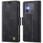 For Redmi 11A / 12C AutSpace A11 Side Buckle MagSafe Magnetic RFID Phone Leather Case(Black)