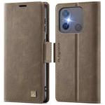 For Redmi 11A / 12C AutSpace A11 Side Buckle MagSafe Magnetic RFID Phone Leather Case(Coffee)