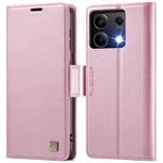 For Redmi Note 13 5G AutSpace A11 Side Buckle MagSafe Magnetic RFID Phone Leather Case(Rose Gold)