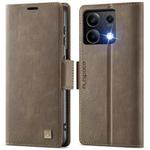 For Redmi Note 13 5G AutSpace A11 Side Buckle MagSafe Magnetic RFID Phone Leather Case(Coffee)