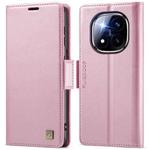 For Redmi Note 14 Pro 5G AutSpace A11 Side Buckle MagSafe Magnetic RFID Phone Leather Case(Rose Gold)