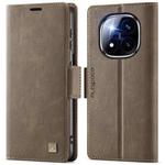 For Redmi Note 14 Pro 5G AutSpace A11 Side Buckle MagSafe Magnetic RFID Phone Leather Case(Coffee)