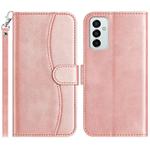 For Samsung Galaxy M23 Dual-Folded S-shape Leather Phone Case(Rose Gold)