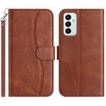 For Samsung Galaxy M23 Dual-Folded S-shape Leather Phone Case(Coffee)