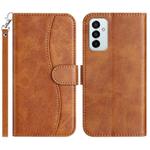 For Samsung Galaxy M23 Dual-Folded S-shape Leather Phone Case(Brown)