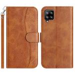 For Samsung Galaxy M32 Dual-Folded S-shape Leather Phone Case(Brown)