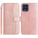 For Samsung Galaxy M53 Dual-Folded S-shape Leather Phone Case(Rose Gold)