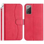 For Samsung Galaxy Note20 Dual-Folded S-shape Leather Phone Case(Rose Red)