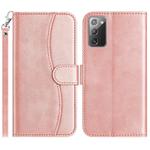 For Samsung Galaxy Note20 Dual-Folded S-shape Leather Phone Case(Rose Gold)