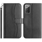 For Samsung Galaxy Note20 Dual-Folded S-shape Leather Phone Case(Black)