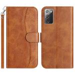 For Samsung Galaxy Note20 Dual-Folded S-shape Leather Phone Case(Brown)