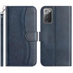 For Samsung Galaxy Note20 Dual-Folded S-shape Leather Phone Case(Navy Blue)