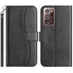 For Samsung Galaxy Note20 Ultra Dual-Folded S-shape Leather Phone Case(Black)