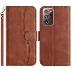 For Samsung Galaxy Note20 Ultra Dual-Folded S-shape Leather Phone Case(Coffee)