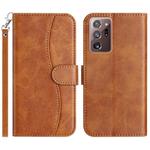 For Samsung Galaxy Note20 Ultra Dual-Folded S-shape Leather Phone Case(Brown)