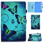 For Samsung Galaxy Tab S8 / Galaxy Tab S7 T870 Colored Drawing Stitching Horizontal Flip Leather Case with Holder & Card Slots & Sleep / Wake-up Function(Green Butterflies)