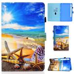 For Samsung Galaxy Tab S8 / Galaxy Tab S7 T870 Colored Drawing Stitching Horizontal Flip Leather Case with Holder & Card Slots & Sleep / Wake-up Function(Blue Sky Starfish)