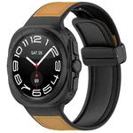 For Samsung Galaxy Watch Ultra 47mm / Ultra 2025 Kalebol Composite Silicone Folding Magnetic Buckle Watch Band(Light Brown)