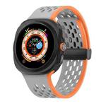 For Samsung Galaxy Watch Ultra 47mm / Ultra 2025 Kalebol Porous Silicone Magnetic Watch Band(Grey Orange)