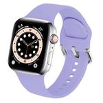 For Apple Watch 46mm / 49mm / 45mm / 44mm Kalebol Metal Pin Buckle Silicone Watch Band(Light Purple)