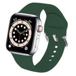 For Apple Watch 42mm / 41mm / 40mm / 38mm Kalebol Metal Pin Buckle Silicone Watch Band(Dark Green)