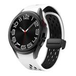 For Samsung Galaxy Watch 4 / 5 / 6 Kalebol Two-color Mesh Magnetic Black Buckle Silicone Strap(White Black)