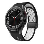 For Samsung Galaxy Watch 4 / 5 / 6 Kalebol Two-color Mesh Magnetic Black Buckle Silicone Strap(Black White)