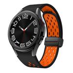 For Samsung Galaxy Watch 4 / 5 / 6 Kalebol Two-color Mesh Magnetic Black Buckle Silicone Strap(Black Orange)