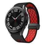 For Samsung Galaxy Watch 4 / 5 / 6 Kalebol Two-color Mesh Magnetic Black Buckle Silicone Strap(Black Red)