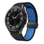 For Samsung Galaxy Watch 4 / 5 / 6 Kalebol Two-color Mesh Magnetic Black Buckle Silicone Strap(Black Sky Blue)