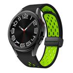 For Samsung Galaxy Watch 4 / 5 / 6 Kalebol Two-color Mesh Magnetic Black Buckle Silicone Strap(Black Fluorescent Green)