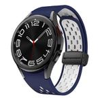 For Samsung Galaxy Watch 4 / 5 / 6 Kalebol Two-color Mesh Magnetic Black Buckle Silicone Strap(Midnight Blue White)