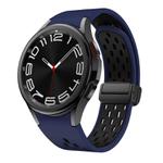 For Samsung Galaxy Watch 4 / 5 / 6 Kalebol Two-color Mesh Magnetic Black Buckle Silicone Strap(Midnight Blue Black)