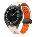 For Samsung Galaxy Watch 4 / 5 / 6 Kalebol Two-color Mesh Magnetic Black Buckle Silicone Strap(Starlight Orange)