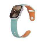 For Apple Watch 46mm / 49mm / 45mm / 44mm Kalebol Large Stud Buckle Leather Watch Band(Green)