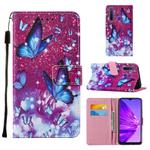 For OPPO Realme 5 / C3 / 6i Cross Texture Painting Pattern Horizontal Flip Leather Case with Holder & Card Slots & Wallet & Lanyard(Purple Butterfly)
