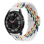 For Samsung Galaxy Watch 7 / 6 / 5 / 4  Kalebol Eight Buckle Nylon Braided Watch Band(White Rainbow)