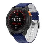 For Garmin Fenix 7 22mm Kalebol Two Color Carbon Fiber Print Silicone Watch Band(Royal Blue White)