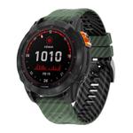 For Garmin Fenix 7 22mm Kalebol Two Color Carbon Fiber Print Silicone Watch Band(Army Green Black)